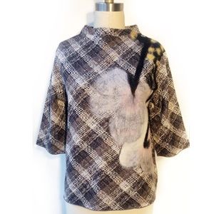 Anthropologie Troubadour Petaled Plaid Pullover